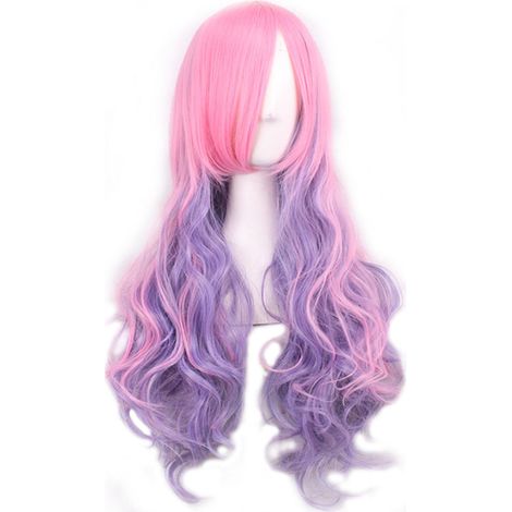 Perruque synthétique bouclée longue violette dégradée pour femme cosplay (1/3)