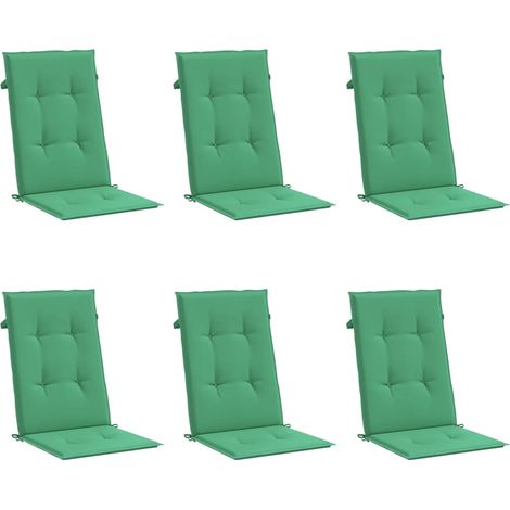 vidaXL Garden Highback Chair Cushions 6 pcs Green 120x50x3 cm Fabric