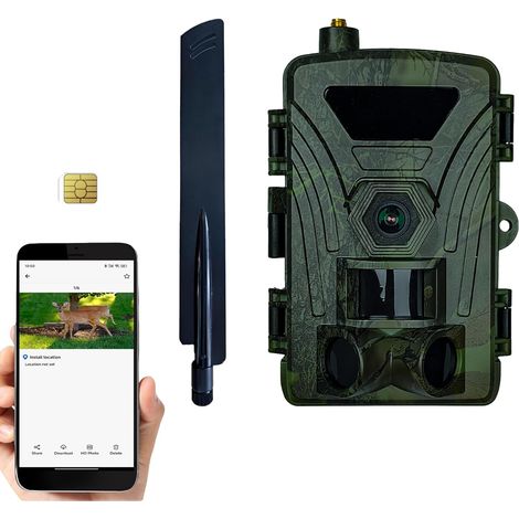 4G Caméra de Chasse avec Carte SIM européenne, 4K Caméra Extérieure, Camera Surveillance sans Fil de la Faune, Nocturne Infrarouge Invisible, Autonome Batterie, PIR Détection, Instant Alert (1/5)
