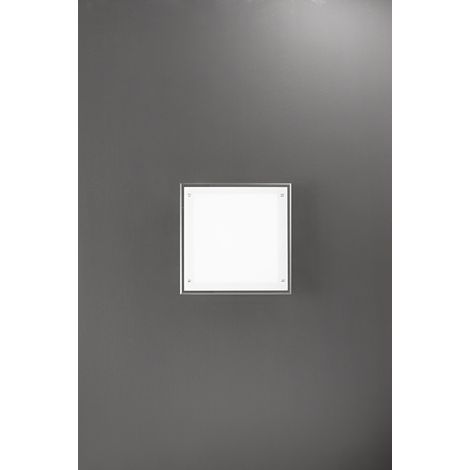 Plafonnier LED Carré en Verre Blanc 30W CCT Réglable 42,5x42,5 cm, Design Moderne avec Structure en Métal et Aluminium Blanc - Marque Perenz