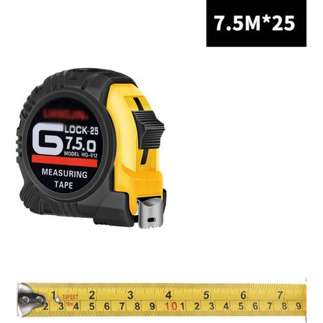 Mètre déroulant,Mètre ruban en acier,Mètre ruban 7.5m×25mm,pour la construction, les travaux lourds, la menuiserie, le bricolage