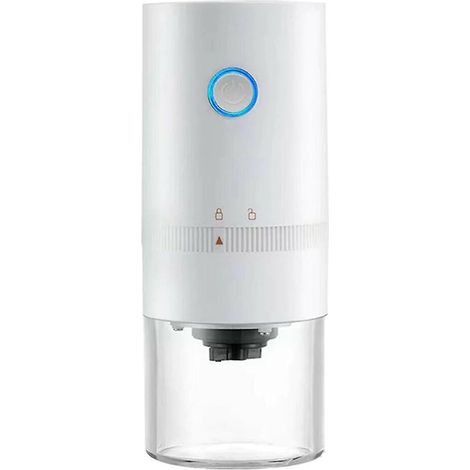 Moulin à café électrique, broyeur pour grains de café, noix, épices et herbes, mixeur, blanc (1/5)