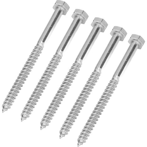 25 vis à bois autoforeuses DIN571 inox A2-70 à demi-filet tete hexagonale M6x90MM pour charpente sans perçage (1/5)