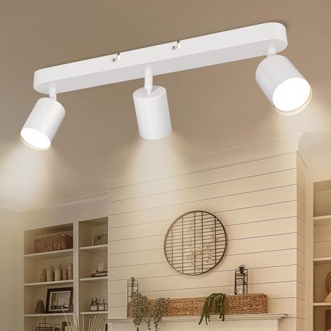 Plafonnier Spot Led Orientable Blanc Éclairage de Plafond LED Pivotant et Orientable Plafonnier 3 Spots GU10 Spot Interieur Plafond Cuisine Chambre (1/5)