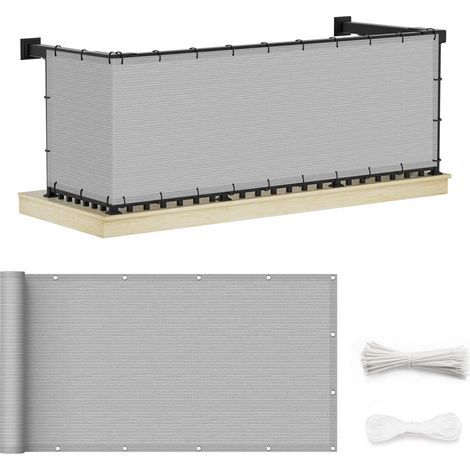 Brise-Vue Balcon Clôture 90×500cm, Jardin Extérieur Cour Brise-Vue Fermeture Éclair Protection UV, pour Animaux Barrières, Patios, Piscines Extérieures, Porches, Rampes Condo - Gris (1/5)