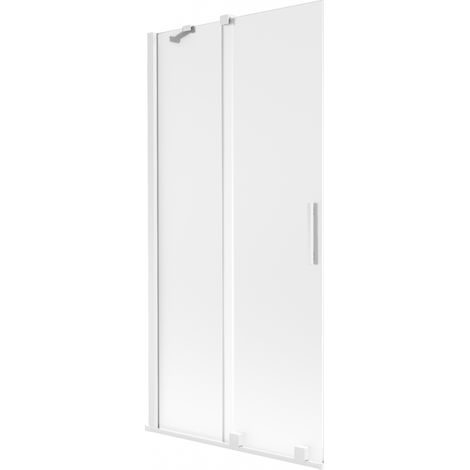 Mexen Velar paroi de baignoire coulissante à 2 panneaux 95 x 150 cm, givré, blanc - 896-095-000-31-20 (1/2)