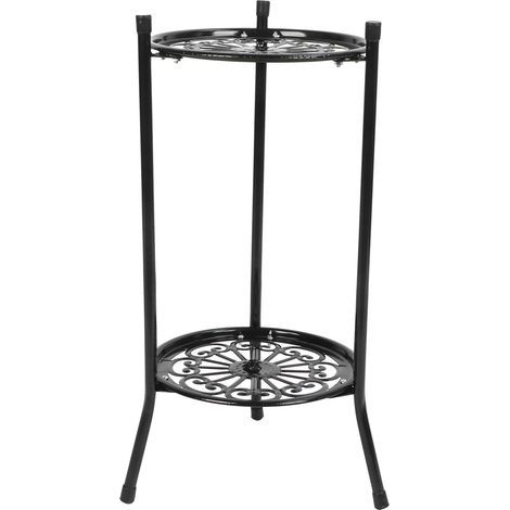 Support de plante en métal à 2 niveaux support de pot de fleur présentoir décoration de la maison accessoires de jardinnoir (1/5)