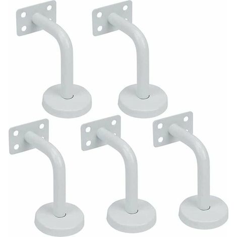 Soportes para barandilla de escalera, acero inoxidable blanco - 60 x 80 mm - Tornillos de montaje incluidos - Para fijar barandillas y balaustradas de escaleras interiores y exteriores (1/4)
