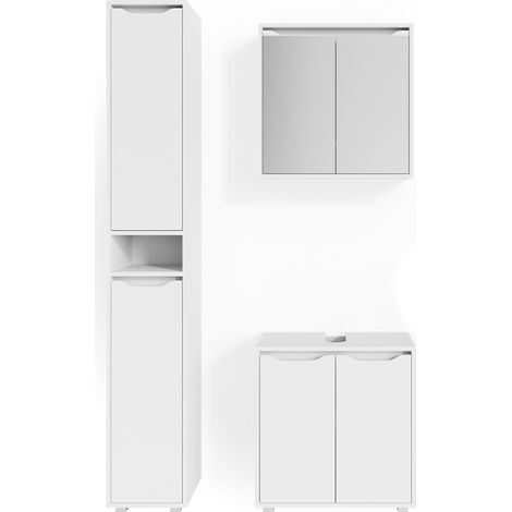 Badmöbel-Set Ruben, Weiß, 3 Teile, mit Hochschrank, Vicco