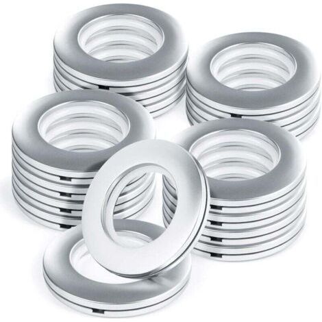 PA Anelli per tende, 16 pezzi, occhielli per tende, anelli rotondi in plastica, clip, diametro interno 40 mm, anelli per tende da finestra fai da te, nastro per tappetino per tenda da doccia (1/4)