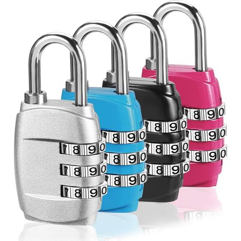 Cadenas À Combinaison - Corps En Alliage De Zinc - Câble Flexible - Pour Valise, Sac De Voyage, Casier De Gym - 4 Pièces (1/5)