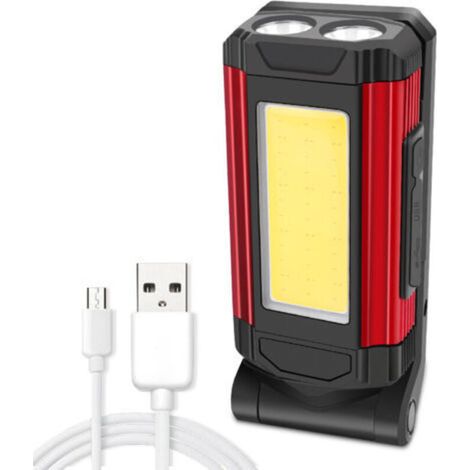 Lámpara de trabajo plegable de aleación de aluminio, recargable por USB, lámpara de inspección magnética COB, lámpara de iluminación portátil roja (1/5)