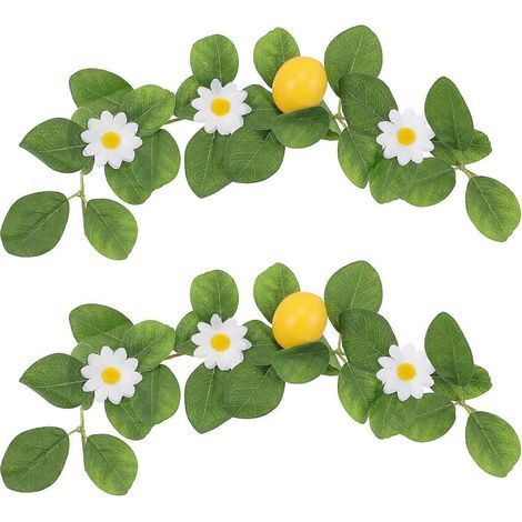 Guirlande artificielle de 2 feuilles de citronnier, fausse vigne pour la décoration de la maison, des mariages et des fêtes-35.00X13.00X5.00CM-Yellow (1/3)