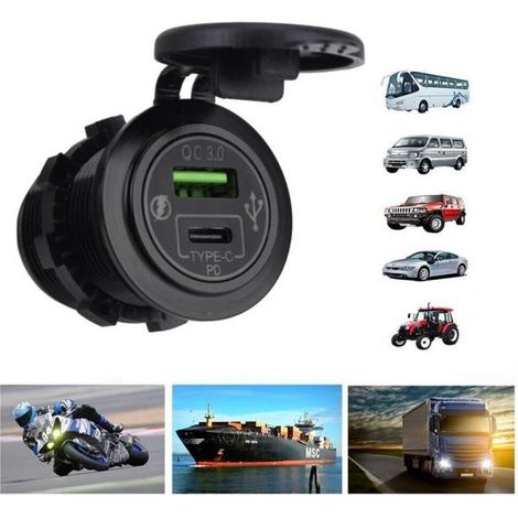 Caricabatterie presa doppia USB TYPE-C 12V 24V per auto furgone autobus 15816