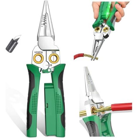 Pince à dénuder 8 en 1 avec fonction de mesure de l'électricité - Pince à dénuder pour couper et tirer des fils - Ciseaux pour gratter et presser