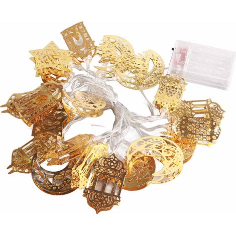 Guirlande Lumineuse Ramadan à Piles Lampe Lune Étoile Mubarak Décorations Fêtes Intérieur LED