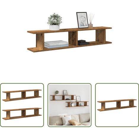 Holzwerkstoff - Wandregale 2 Stk. Altholz-Optik 105x18x20 cm Holzwerkstoff (1/5)
