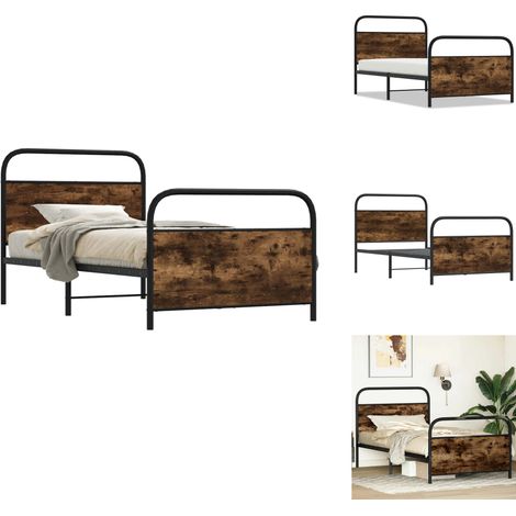 Cadre de lit sans matelas 100x190 cm chêne fumé bois ingénierie - Cadre De Lit - Cadres De Lit - Meuble De Chambre À Coucher - Lit (1/5)