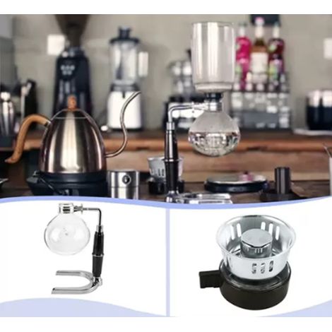 Klassische Siphon-Kaffeemaschine, Siphon-Kaffeemaschine aus Glas, für 3 Personen, schwarzer Griff, manuelle Kaffeemaschine (1/5)