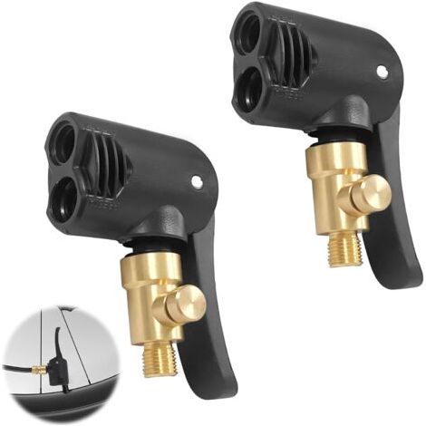 QORVA-2 Pièces Tête de Pompe à Double Valve, Embout de Gonflage Laiton, 2 en 1 pour Presta et Schrader, Air Chuck, Adaptateur Compresseur, Vélo Voiture Moto (2)
