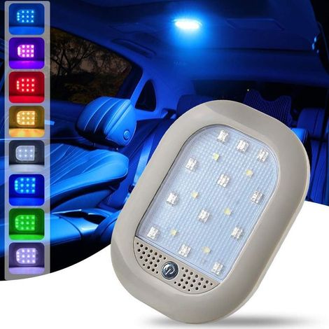 Plafonnier LED intérieur pour voiture – Rechargeable par USB, 8 couleurs avec commande vocale pour voiture, camping-car, camion, placard, penderie, camping, chambre (1/5)