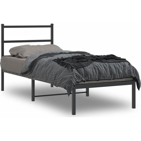 Bettgestell mit Kopfteil Metall Schwarz 80x200 cm