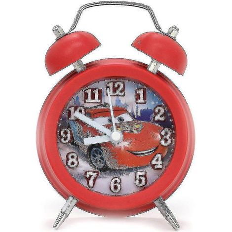 Réveil Flash McQueen Cars, réveil étudiant, dessin animé, horloge de chevet Flickrum, double horloge rouge