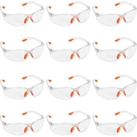 Lot de 12 lunettes de sécurité transparentes – Conformes à la norme EN166 – Verres en plastique anti-rayures – Protection latérale intégrée (1/4)