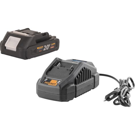 Procraft Starter Pack 20 V 20/2,4 A Caricabatterie + 1x 20/2 A Batteria 2,0 Ah