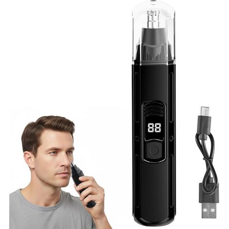 Tondeuse Nez Oreilles, Coupe Poils Nez USB Rechargeable, LCD Écran, Indolore Tondeuse, Rasoir nez du Visage Hommes et Femmes Portable (1/5)