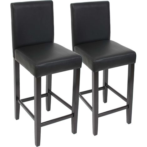 2x sgabelli da bar controsedia con gambe in legno sintetico scuro nero 040000098