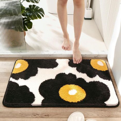 Tapis de salle de bain moderne et simple, absorbant l'eau, antidérapant, 50 x 80 cm, tapis de sol de porte à porte, motif bégonia frais, tapis de sol de chambre à coucher (1/4)