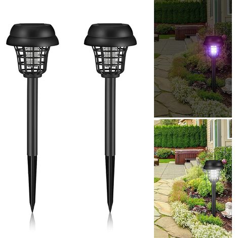 Lot de 2 lampes d'extérieur pour jardin, violettes anti-moustiques électriques, répulsif à LED solaires, 35 x 10 cm (1/5)