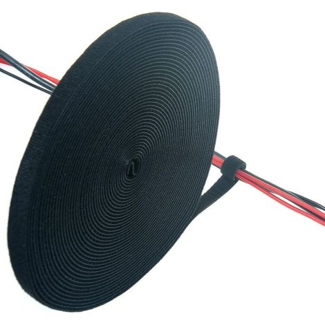 Noir, Manager Câbles 10M x 20mm, Auto-attaché Bande crochet & boucle Câble Gestionnaire, Microfibre Auto-Adhésif Hook & Loop Range Câble, Réversible Réglable Réutilisable (1/5)