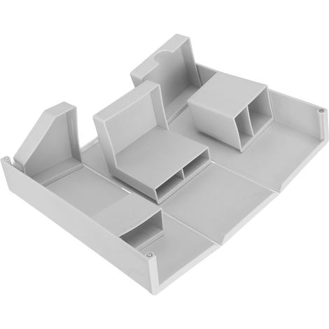 Boîte de rangement bureau en plastique gris, pliable et compartimentée pour cosmétiques, fournitures scolaires et outils, tiroirs multiples, organiseur polyvalent et pratique. (1/5)
