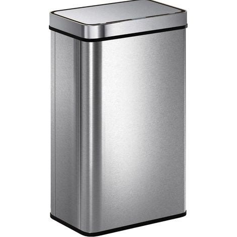 Cubo de basura con sensor 60 L de acero inoxidable plateado con tapa automática HOMVRA (1/5)