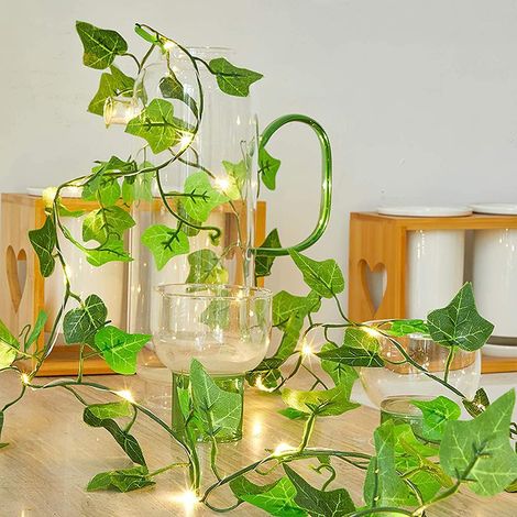 Guirlande lumineuse artificielle de 10 mètres avec 100 LED, plante grimpante artificielle suspendue, guirlande lumineuse féérique LED décorative pour patio (1/5)