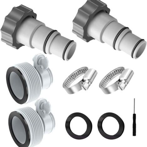 Adaptateur de tuyau de piscine avec rondelle de serrage, 2 types de connecteurs de conversion, adaptateur de tuyau de piscine de remplacement pour tuyau fileté (1/5)
