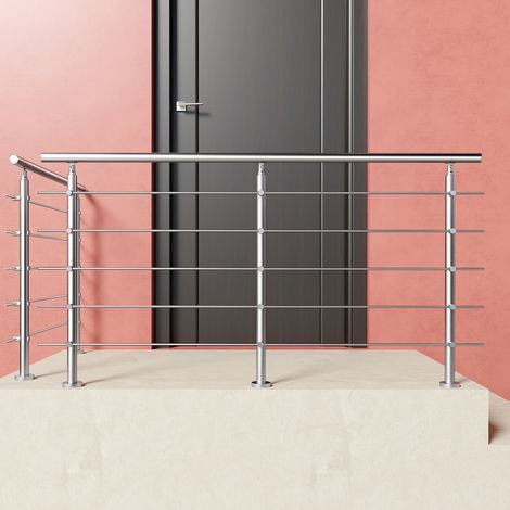 Kit garde-corps inox201 240cm (5 traverses + main courante) pour balcons/terrasses. Usage intérieur/extérieur, résiste aux intempéries