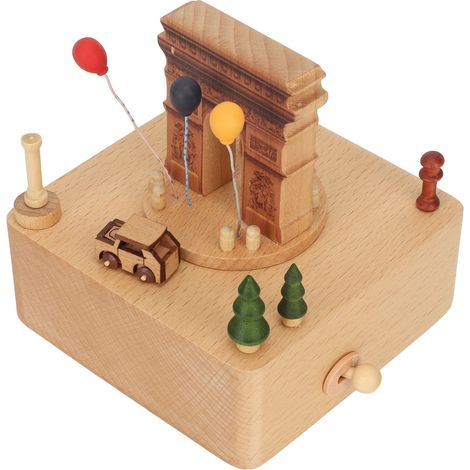 Arc de Triomphe-Spieluhr aus Buchenholz für Kinder – Geburtstagsgeschenk, Weihnachtsdekoration, Wohnaccessoire (1/5)