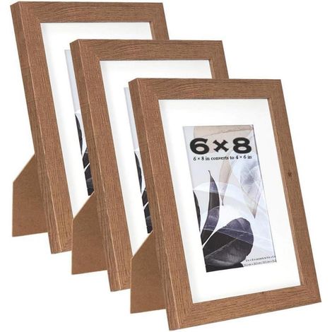 Bilderrahmen Holz Passepartout Braun 20,3x15,2cm 3 Stück braun 6x8-3P (1/5)