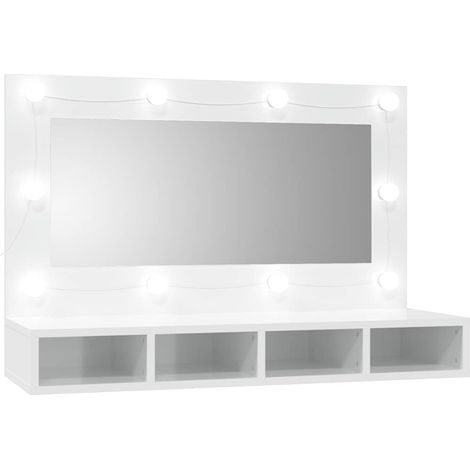 vidaXL Mueble con espejo y luces LED blanco brillante 90x31,5x62 cm (1/2)
