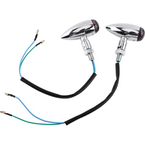 2 gelbe LED-Blinker im Bullet-Design für Motorräder, silberne Kontrollleuchten, Universalbeleuchtung, 2-teiliges Set (1/5)
