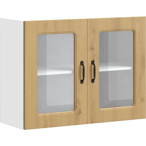 Mueble de pared de cocina moderno de 80 x 31 x 60 cm gran capacidad de almacenamiento acabado en roble macizo fabricado artesanalmente 020050021 (1/5)