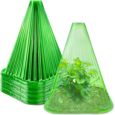 20 wiederverwendbare grüne Pflanzglocken aus Kunststoff – Für Sämlinge, junge Triebe, kleine Blumen, Gemüse, integrierte Belüftung, Schutz vor Frost und Insekten (1/4)