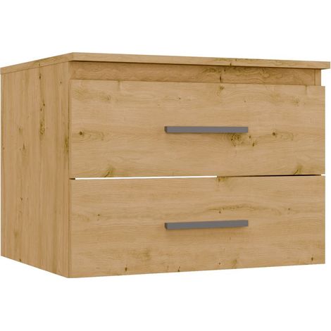 Mobile sottolavabo sospeso da bagno con 2 cassetti, Rovere Artisan, 60 x 50 x 45 cm (1/5)