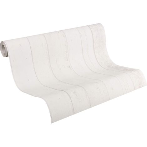A.S. Création Carta Da Parati Effetto Legno Elements Carta da parati tessuto non tessuto 10.05 m x 0.53 m Bianco Grigio Prodotto in Germania 855046 8550-46