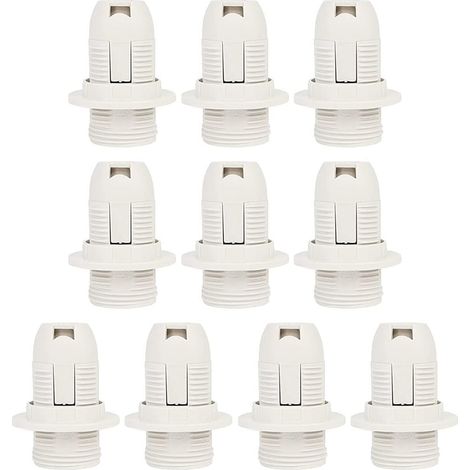 10 pièces E14 filetage coque en plastique support d'ampoule E14 douille suspendue avec anneau de remplacement pour éclairage domestique et commercial (blanc) (1/5)