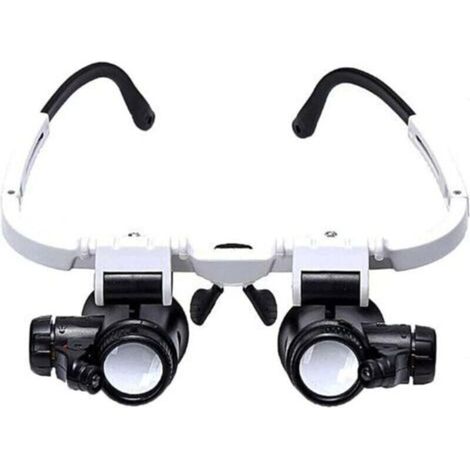 Lunette Loupe avec 2 Lumières LED Loupe Binoculaire Lampe Loupe Grossissante pour Horloger, Lecture, Bijoutier, Couture 8X-15X-23X (1/4)