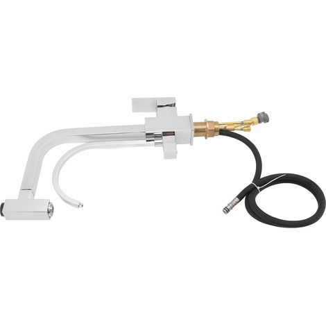 Mitigeur évier cuisine 3 en 1 orientable argenté, robinet arc double usage froid chaud, modèle extractible. (1/5)